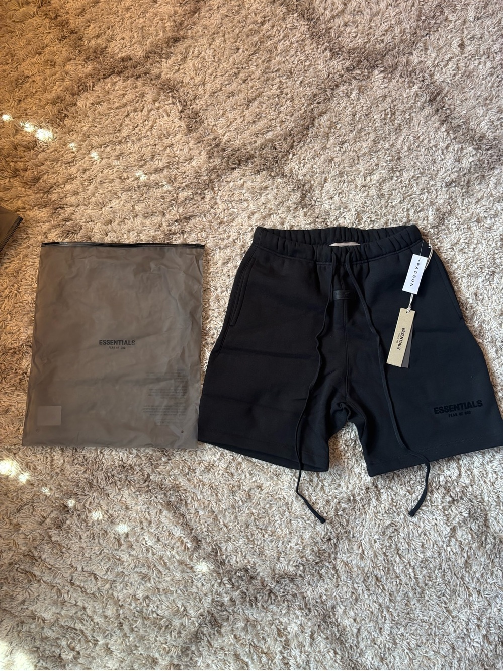 ESSENTIALS Men’s Black Logo Cotton Shorts